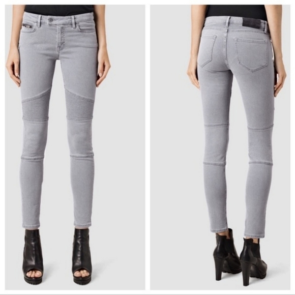 light grey biker jeans
